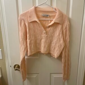 Light Peach Cable Knit Sweater